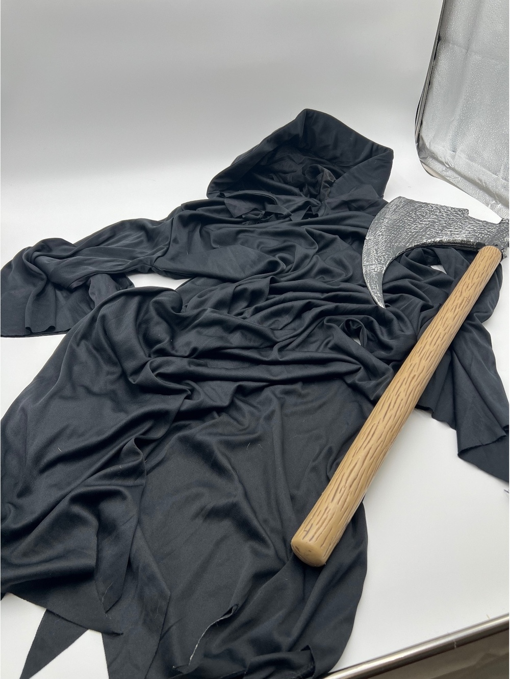 Grim Reaper Halloween Costume Black Hooded Robe One Size Adult